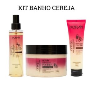 Kit Porán Cereja e Champagne Body Splash160ml, Hidratante 145g Esfoliante 240g